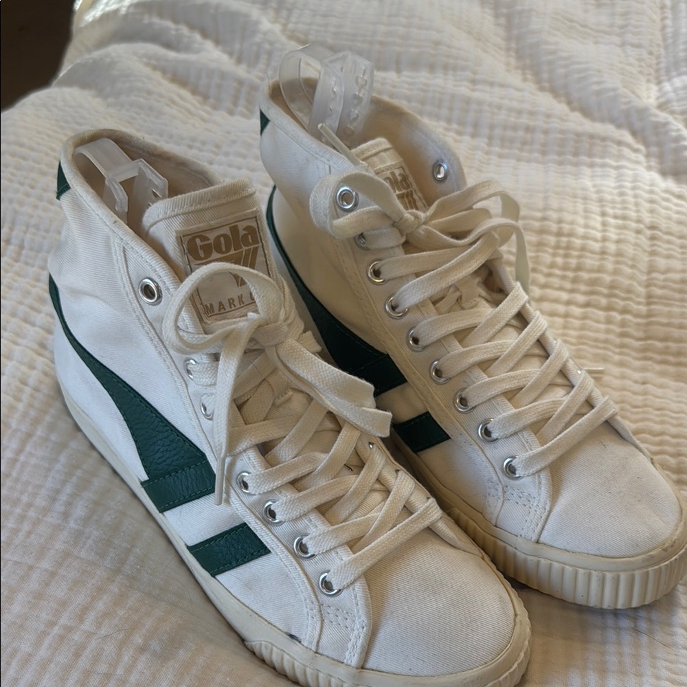 Gola White and Green High-Top Sneakers